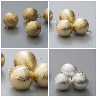 DIY饰品铜配件拉丝珠吊坠挂件圆珠球珠球铜绿古色镀金镀银(3998C)