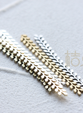 DIY饰品黄铜配件57*5mm树叶 长 植物 几何图形设计感配件(4551C)