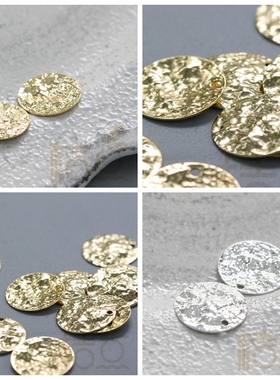 DIY饰品铜配件15mm敲打 皱纹 圆片 吊片 铜片 几何图形(4064C)