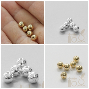 3949C 隔珠黄铜小珠金属珠 球珠 DIY饰品铜配件5.9mm近圆珠