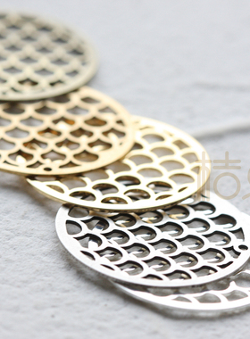 DIY饰品黄铜配件 铜片 25mm 镀银镀金 扇形 圆圈 耳环 (4635C)