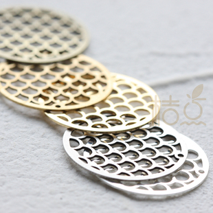 镀银镀金 扇形 圆圈 DIY饰品黄铜配件 4635C 25mm 耳环 铜片