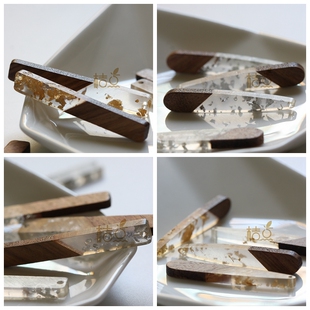 DIY饰品配件 亚克力木制 金箔银箔片 滴油 项链配饰 隔珠(G191P)