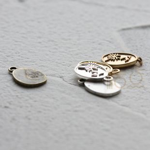 DIY饰品黄铜配件14*10mm镀厚银镀厚金 几何图形 蒲公英(4734C)