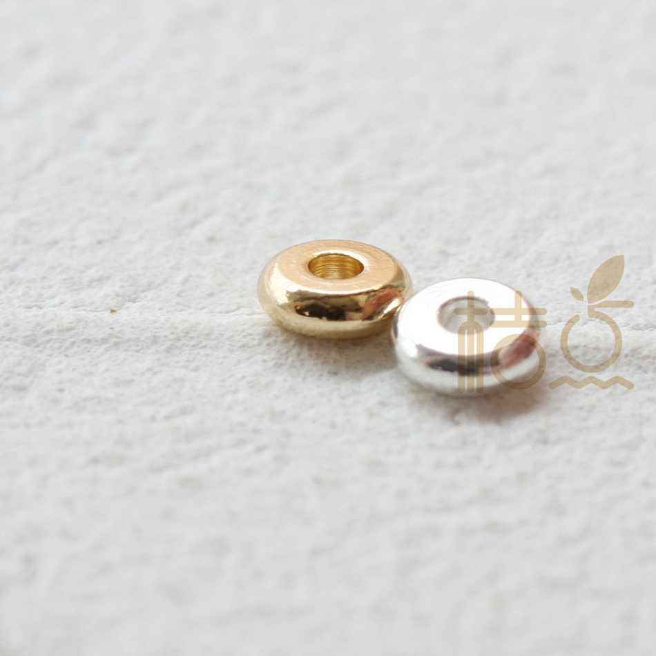 DIY饰品铜配件镀厚金银碟片圆片中孔隔珠隔片配珠 6*2mm (4327C)