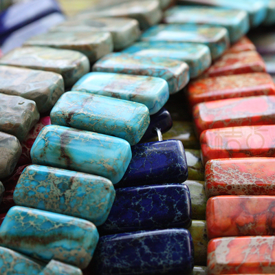 DIY饰品配件半宝石散珠石头配珠长方双孔串珠(G482)