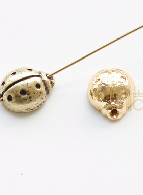 DIY饰品黄铜配件12x11mm镀厚银镀厚金古色封釉瓢虫花大姐(4891C)