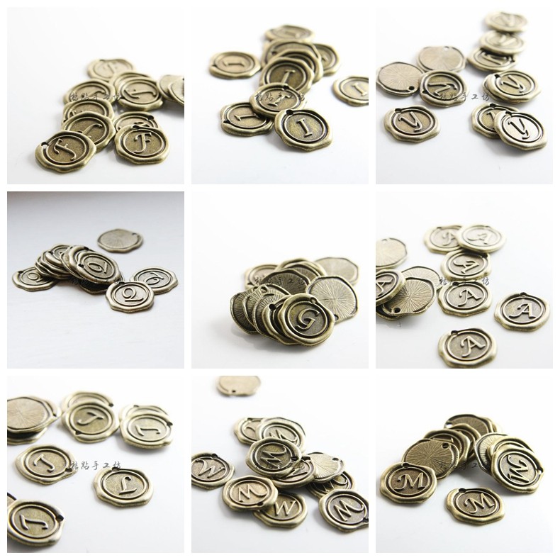 DIY饰品合金配件19mm字母吊坠 古青铜 英文 6.9元12个(15706Y)