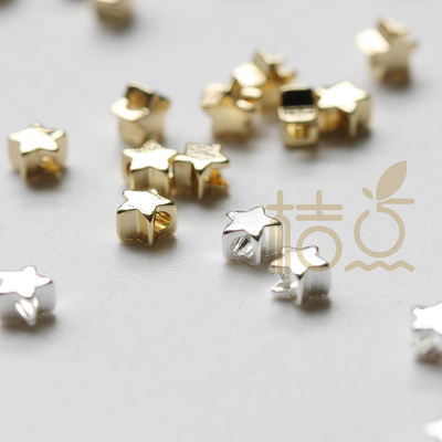 diy黄铜五角星耳饰隔珠