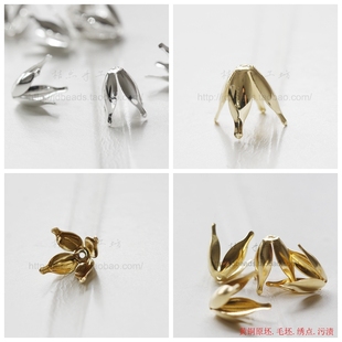 荷花 花托 珠帽 毛坯 DIY饰品黄铜原坯.配件10 3452C 12mm头簪