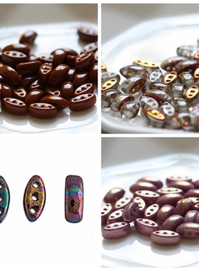 3*8mm 捷克三孔 月牙 半圆 玻璃珠 Cali Bead 隔珠 配饰 串珠