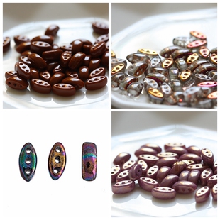 Cali 串珠 捷克三孔 配饰 隔珠 Bead 玻璃珠 半圆 月牙 8mm