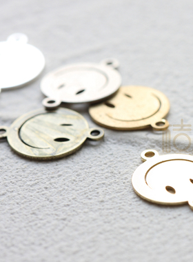 DIY饰品黄铜配件 17*12mm 笑脸 连接 项链耳环配饰Ins图形(4601C)