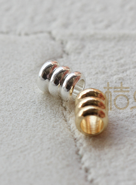 DIY饰品黄铜配件5*6mm镀厚金银长管隔珠3.2mm大孔配珠耳饰(4387C)