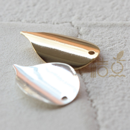 DIY饰品铜配件 21*14mm镀厚金银水滴 凹凸铜片耳饰挂头Ins(4371C)