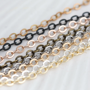 245SFB 韩国铜链 16K金镀银.古青铜.无光链.多色.扁O链2.7×2mm