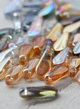 桔点手工国产水晶玻璃珠水滴花瓣 瓜子型6*16mmDIY材料配件(G339)