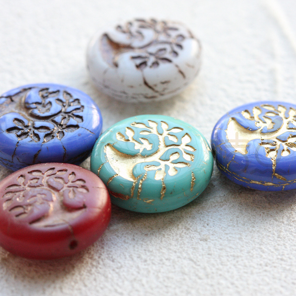 DIY饰品配件串珠散珠捷克进口玻璃珠古色古珠圆片生命树(CZE-11),饰品/流行首饰/时尚饰品新,其他DIY饰品配件,淘宝优惠券,粉丝福利购,淘宝优惠卷