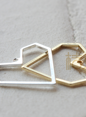 DIY饰品铜配件 20*20mm 镀厚金银桃心 心型 吊坠 几何图形(4423C)