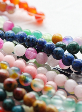 DIY饰品材料配件半宝石 6mm直孔 圆珠 散珠 光珠 (G426D)