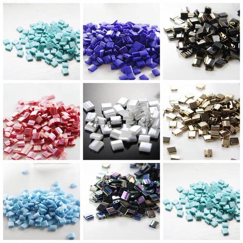 DIY串珠.日本进口MIYUKI.御幸米珠5*5*1.9mm双孔米珠.毕加索(TL3)