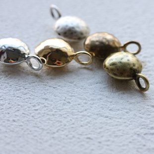 DIY饰品黄铜配件16*11mm镀厚银镀厚金 圆形 吊坠 挂件(4719C)