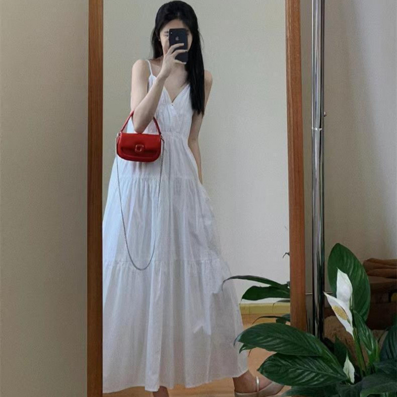 日本进口白色仙女裙吊带裙海边度假连衣裙女显瘦夏季裙子小众