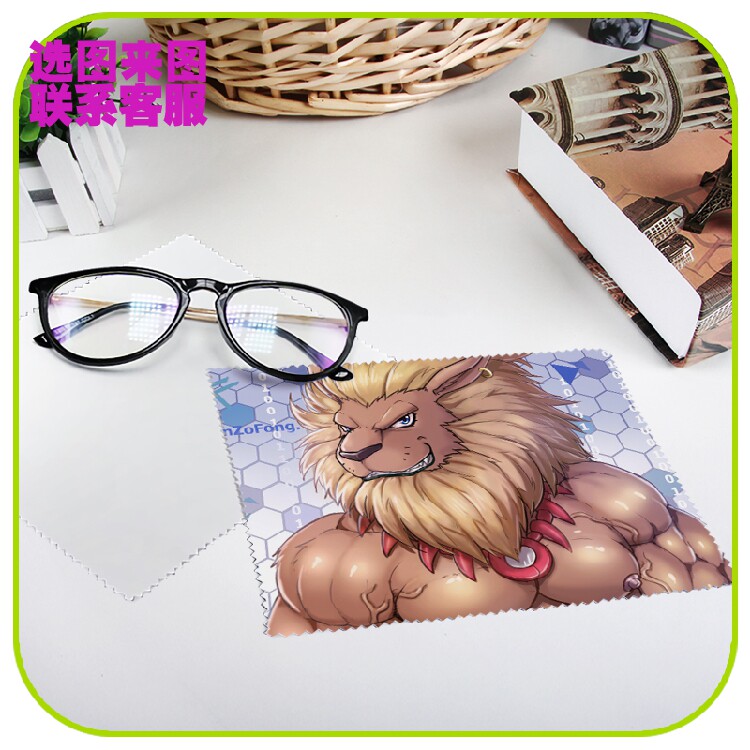来图定制做furry兽人向数码宝贝狮子兽leomon针织15x15cm眼镜布
