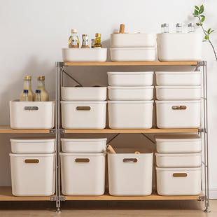 桌面收纳盒带盖子厨房衣服杂物化妆品塑料抽屉整理箱储物置物筐子