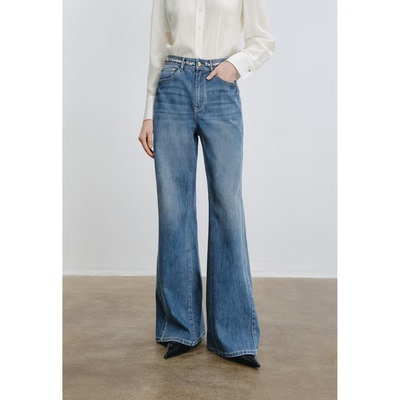 伊芙丽商场同款2026春节新款水洗高腰百搭牛仔裤长裤子1H1150111