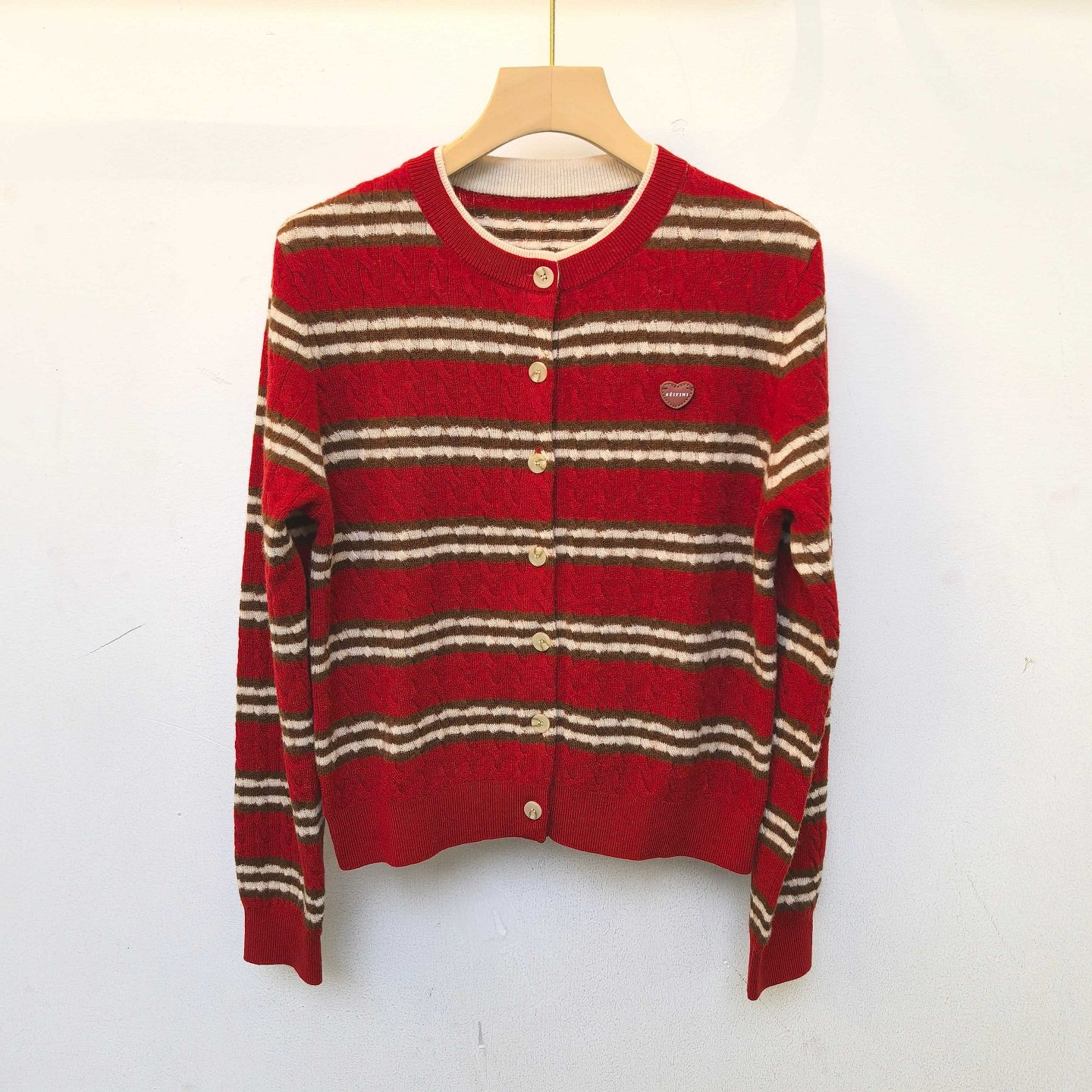 MM麦檬商场同款2025冬季新款百搭圆领条纹针织羊毛衫3GC131401