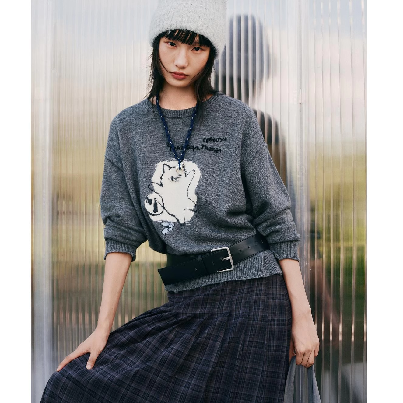 毛毛怪系列小麦檬Pure:Moment:趣味卡通图案套头毛衫4GA233241Q