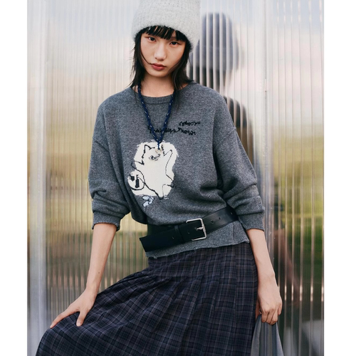 毛毛怪系列小麦檬Pure:Moment:趣味卡通图案套头毛衫4GA233241Q