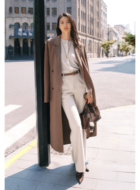 【商场同款】伊芙丽2026春季新款云舒白蚕丝羊毛长裤子1GA252263