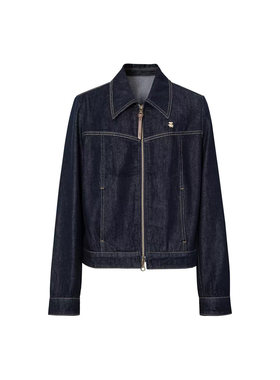 伊芙丽2026春季新款藏青色通勤百搭时尚牛仔服外套上衣1G8310951