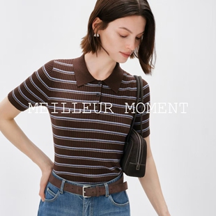 特调撞色条纹弹力polo针织短袖 商场同款 26夏5H4131251 MM麦檬