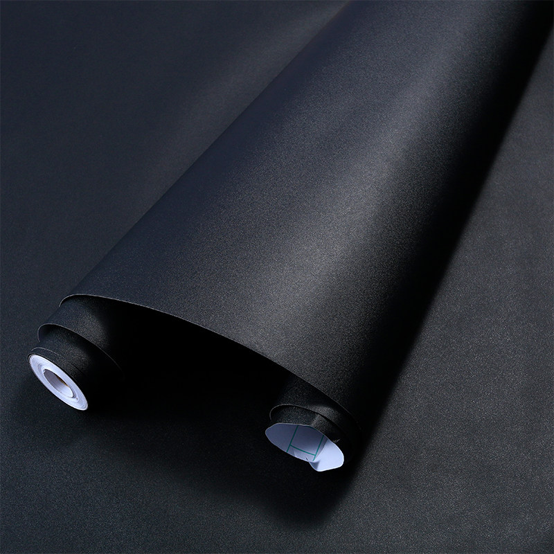 黑色PVC墙纸自粘防水防潮墙面装饰贴纸宿舍ysd纯色贴纸素色即时贴