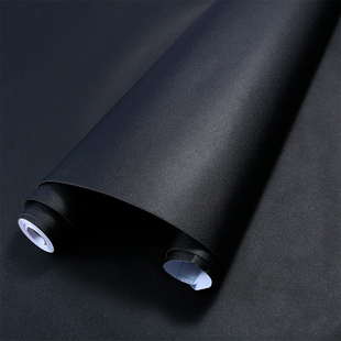黑色PVC墙纸自粘防水防潮墙面装饰贴纸宿舍ysd纯色贴纸素色即时贴