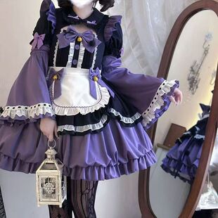 韩菇原创设计誓约女仆Lolita洋装可爱长袖op花苞连衣裙