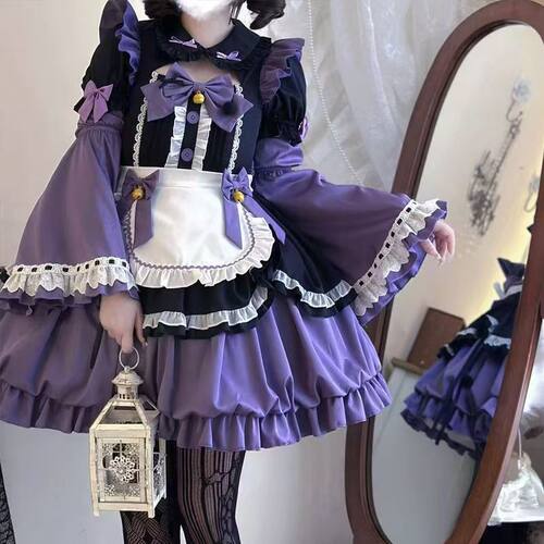 韩菇原创设计誓约女仆Lolita洋装可爱长袖op花苞连衣裙