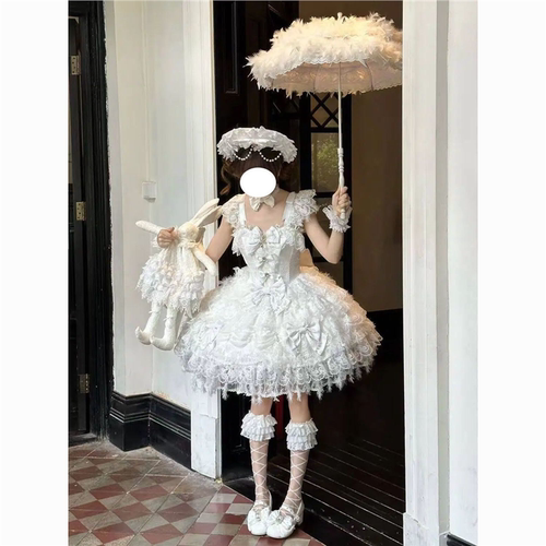 云端雪羽洛丽塔爆款设计洋装甜美花嫁吊带连衣裙