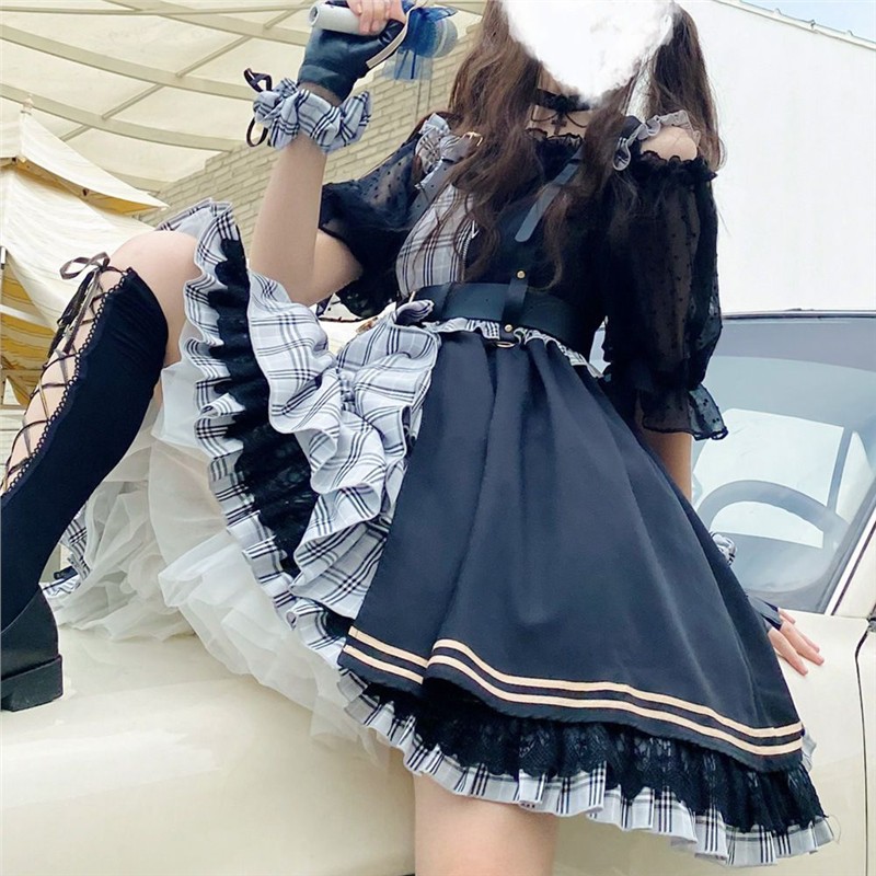 原创lolita镜像少女jsk电音打歌服洛丽塔软妹甜系背带裙