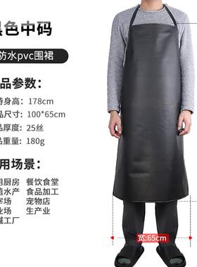 斯铂格BGH-30防水防油加厚耐酸碱食品围裙黑色中码100*65cm