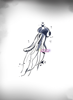 黑色水母纹身贴 紫色 防水持久 夏季2023新款 花臂线条仿真ins美