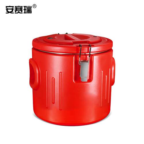 安赛瑞保温桶不锈钢内胆锁温桶塑料双层冰桶10L红色无龙7J00469