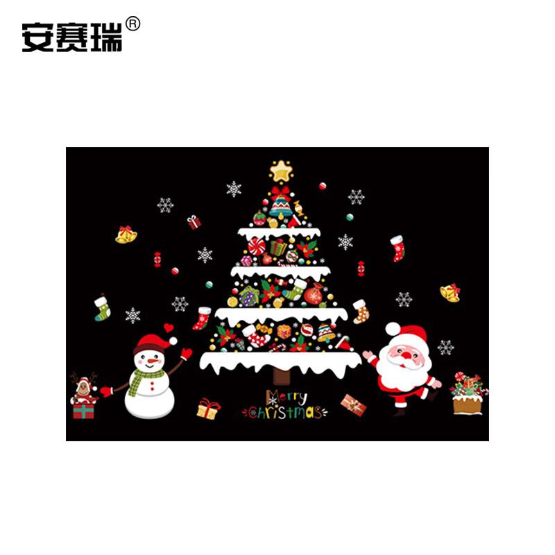 安赛瑞圣诞节贴纸新年贴画玻璃门窗户橱窗贴装饰窗贴礼物树款3112
