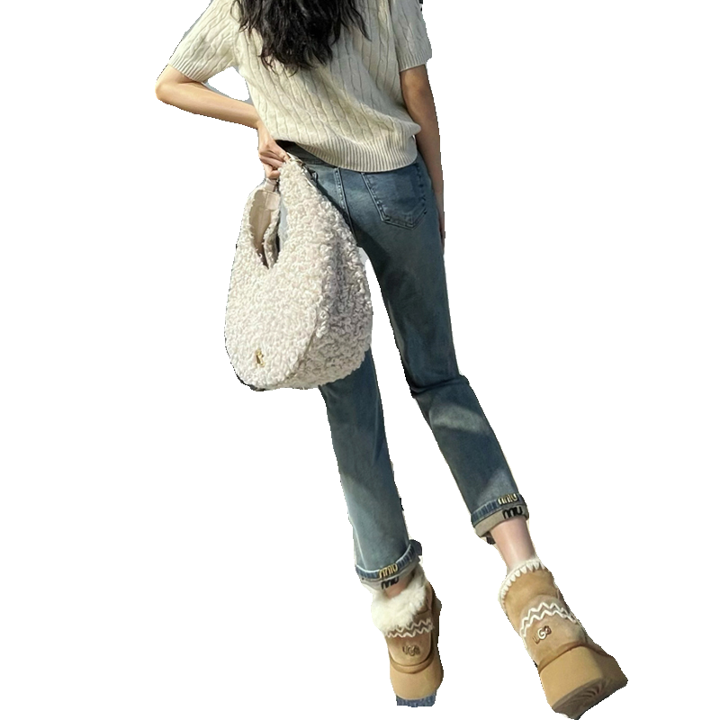 直筒裤女八分小个子高腰