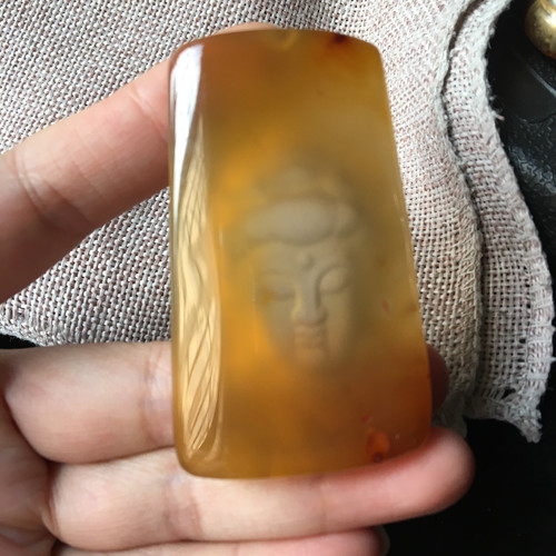 瑕疵清货包邮　天然冰彩玛瑙玉髓观音头吊坠大件毛衣链