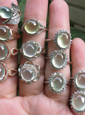 纯银水晶镶嵌指环天然葡萄石