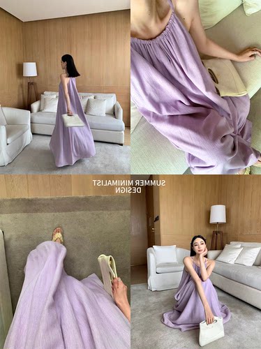 大码女装法式慵懒风度假连衣裙